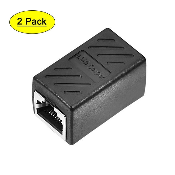 Uxcell RJ45 Coupler Inline Connector Cat7 Cat6 Cat5e Ethernet Cable Extender Adapter Female to Female Black 2Pcs