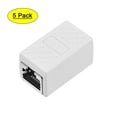 thumbnail image 1 of Uxcell RJ45 Coupler Inline Connector Cat7 Cat6 Cat5e Ethernet Cable Extender Adapter Female to Female White 5Pcs, 1 of 5