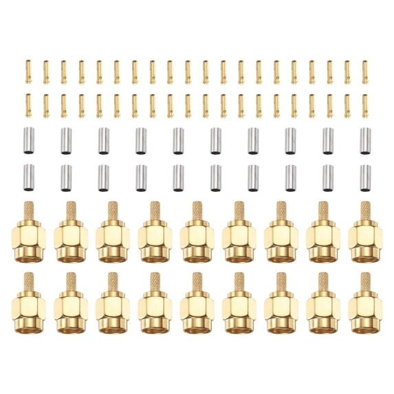 50x Connettori RF SMA Maschio Dritti A Crimpare Per RG174, RG179, RG316, RG188 - Dorati