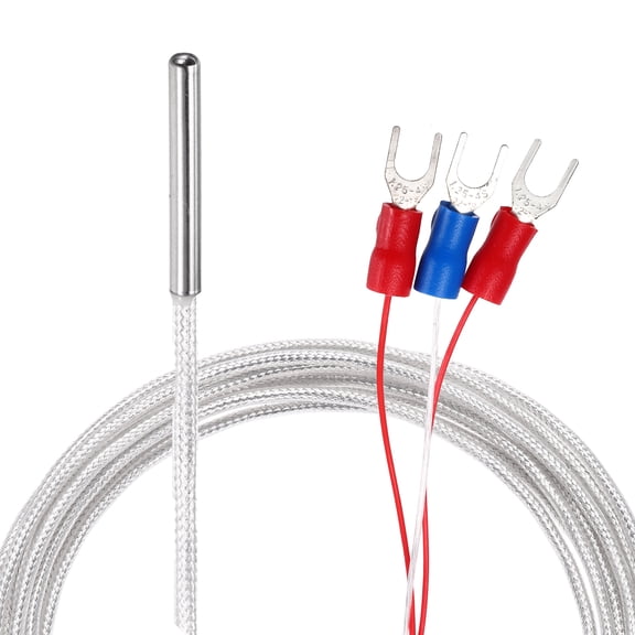 Uxcell RTD PT100 Temperature Sensor Probe, -50 to 200 Temperature Controller Stainless Steel Thermocouple Waterproof with 3 Wire Terminal, 9.8ft