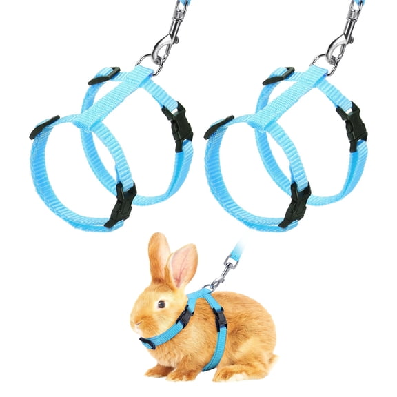 Uxcell Rabbit Harness and Leash, Escape Proof Bunny Cat Leash Small Animal Harness Soft Adjustable Buckle( 2Pcs, Sky Blue) for Bunny Kitten Cats Puppies Walking Hiking Training