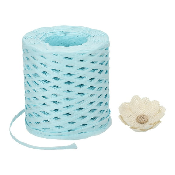 Uxcell Raffia Paper Craft Ribbon 200m/656ft Raffia Ribbon Raffia String Kraft Packing for Gift Wrapping, Crafting Supplies (Light Blue)