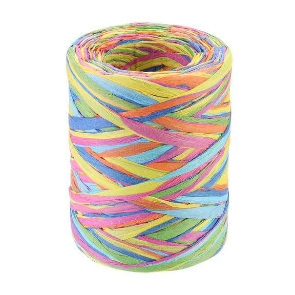 Uxcell Raffia Paper Craft Rope Handmade Twisted Paper Craft String for Decoration Gift Packaging Blue, Bright Green, Yellow, Pink, Orange, Light Blue
