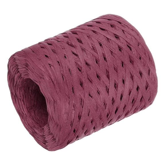 Uxcell Raffia Paper Craft Rope Ribbon 219 Yards Wine Red for Decoration