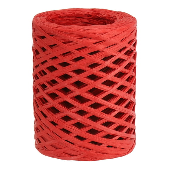 Uxcell Raffia Ribbon 100 Yard, Natural Packing Paper Twine String, Red 1 Roll
