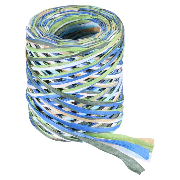 Uxcell Raffia Ribbon, 131 Yard Natural Raffia Paper String 5mm Wide Packing Paper Twine Rope for Gift Wrapping DIY Crafts Decoration, Green, Blue, Brown