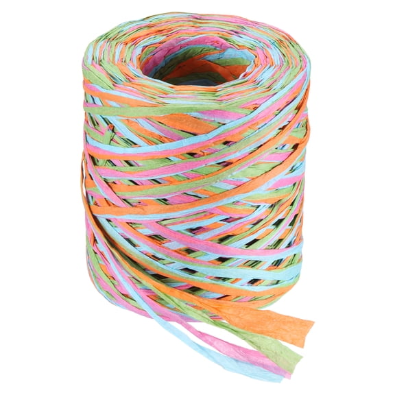 Uxcell Raffia Ribbon, 131 Yard Natural Raffia Paper String 5mm Wide Packing Paper Twine Rope for Gift Wrapping DIY Crafts Decoration, Orange, Pink, Blue, Green