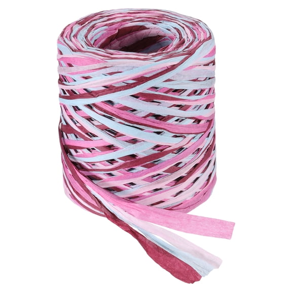 Uxcell Raffia Ribbon, 131 Yard Natural Raffia Paper String 5mm Wide Packing Paper Twine Rope for Gift Wrapping DIY Crafts Decoration, Blue, Pink