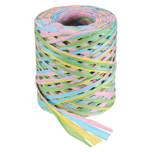 Uxcell Raffia Ribbon, 164 Yard Natural Raffia Paper String 5mm Wide Packing Paper Twine Rope for Gift Wrapping DIY Crafts Decoration, Green, Yellow, Pink, Blue