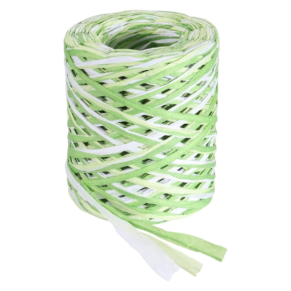 Uxcell Raffia Ribbon, 164 Yard Natural Raffia Paper String 5mm Wide Packing Paper Twine Rope for Gift Wrapping DIY Crafts Decoration, White, Green
