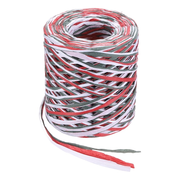 Uxcell Raffia Ribbon, 87 Yard Natural Raffia Paper String 5mm Wide Packing Paper Twine Rope for Gift Wrapping DIY Crafts Decoration, Red, White, Green