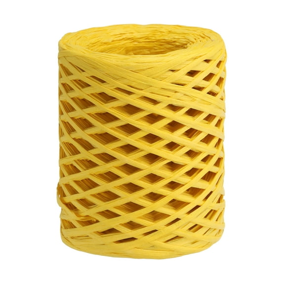 Uxcell Raffia Ribbon Natural Packing Paper Twine Strings for Crochet Box Wrapping Crafts Holiday Decor Yellow