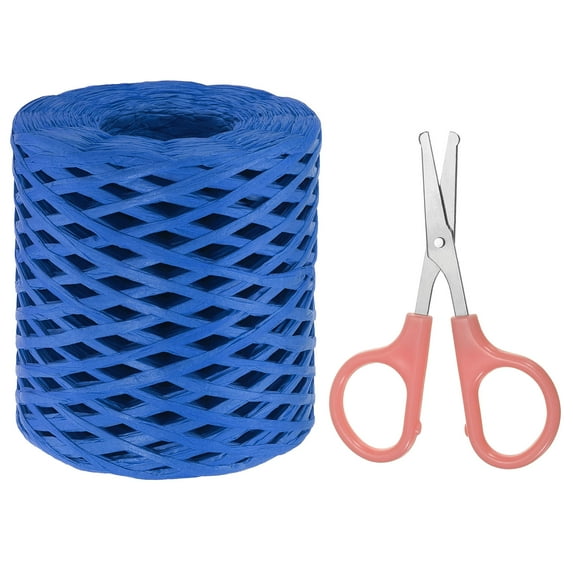 Uxcell Raffia Ribbon, Natural Raffia String with Scissor, Dark Blue, 218 Yards