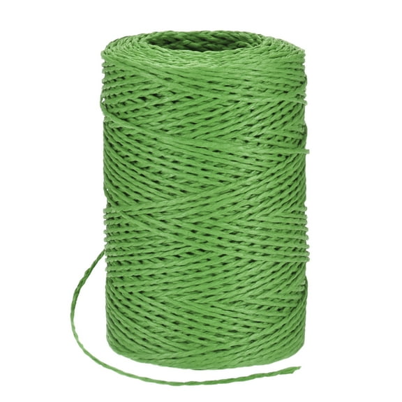 Uxcell Raffia Yarn for Crochet, 131 Yards 1.5mm Raffia Paper Ribbon Round String for DIY Crafts[Green]