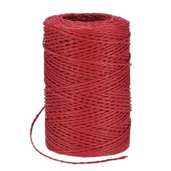 Uxcell Raffia Yarn for Crochet, 131 Yards 1.5mm Raffia Paper Ribbon Round String for DIY Crafts[Red]