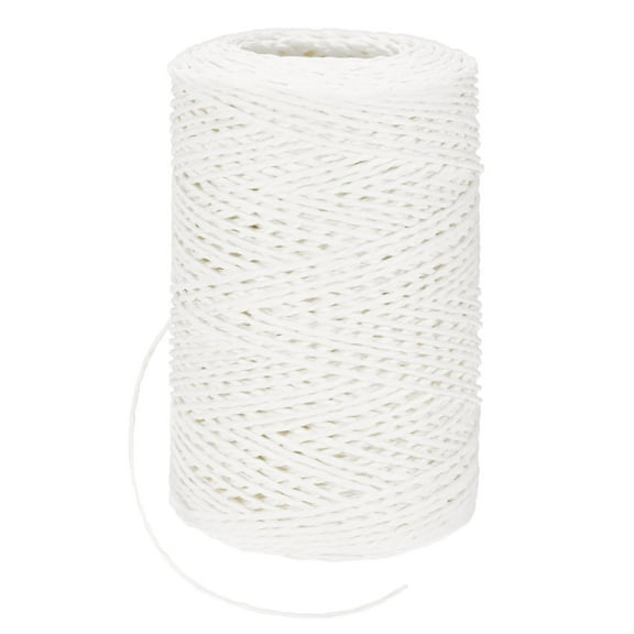 Uxcell Raffia Yarn for Crochet, 131 Yards 1.5mm Raffia Paper Ribbon Round String for DIY Crafts[White]