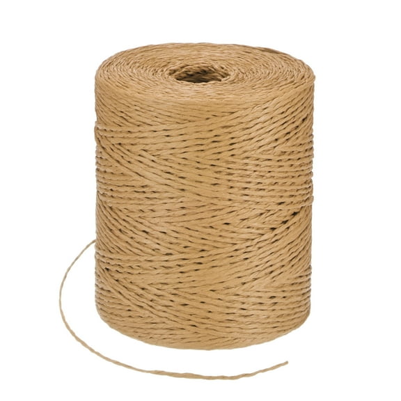Uxcell Raffia Yarn for Crochet, 328 Yards 1.5mm Raffia Paper Ribbon Round String for DIY Crafts[Light Brown]