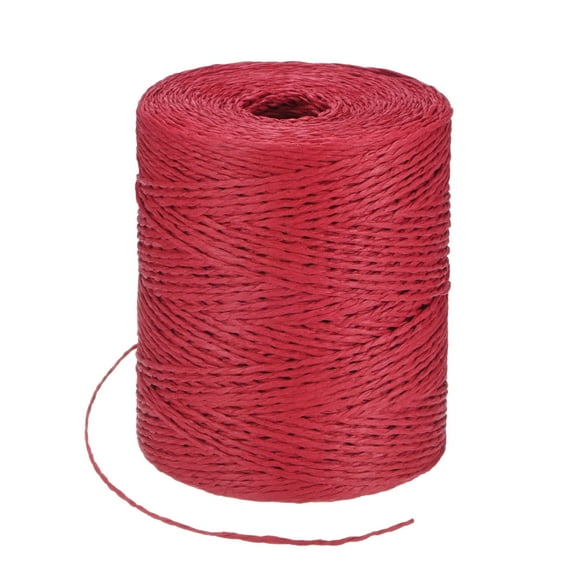 Uxcell Raffia Yarn for Crochet, 328 Yards 1.5mm Raffia Paper Ribbon Round String for DIY Crafts[Red]