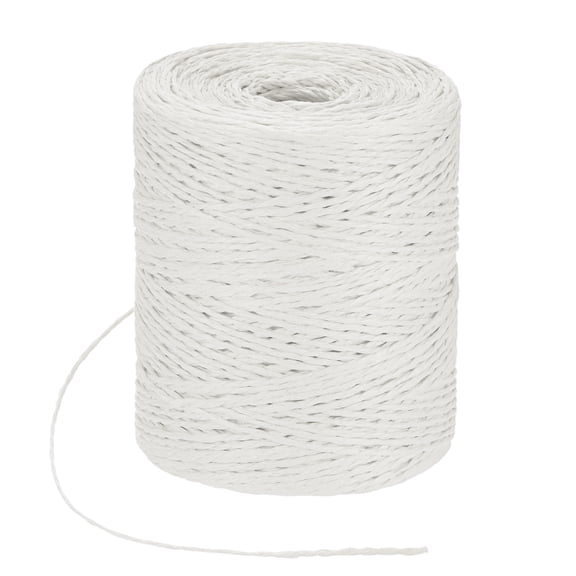 Uxcell Raffia Yarn for Crochet, 328 Yards 1.5mm Raffia Paper Ribbon Round String for DIY Crafts[White]