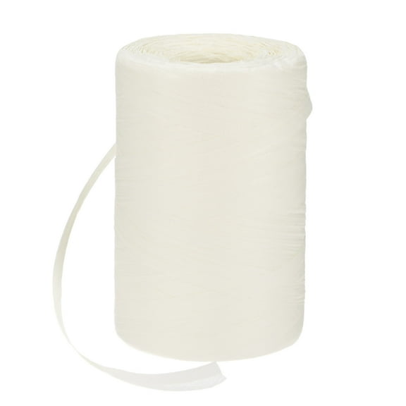 Uxcell Raffia Yarn for Crochet, 328 Yards 5mm Raffia Paper Ribbon Flat String for DIY Crafts[Cream White]