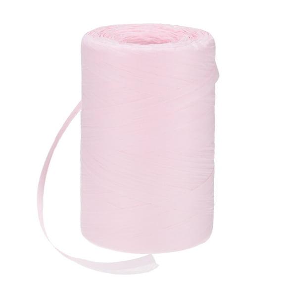 Uxcell Raffia Yarn for Crochet, 328 Yards 5mm Raffia Paper Ribbon Flat String for DIY Crafts[Light Pink]