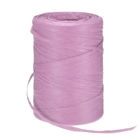 Uxcell Raffia Yarn for Crochet, 328 Yards 5mm Raffia Paper Ribbon Flat String for DIY Crafts[Light Purple]