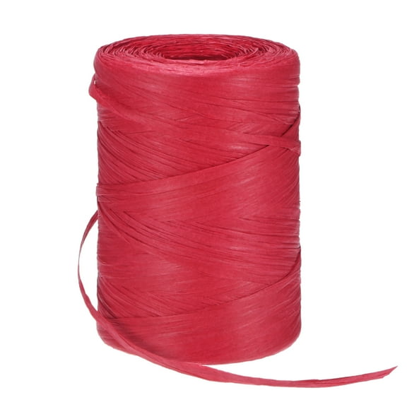 Uxcell Raffia Yarn for Crochet, 328 Yards 5mm Raffia Paper Ribbon Flat String for DIY Crafts[Red]
