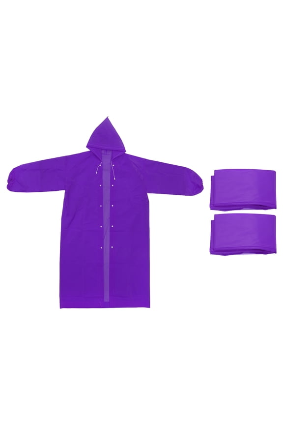 Rain Ponchos for Adults, 2 Pack Reusable EVA Rain Coat for Hiking Outdoor, Purple