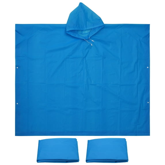 Uxcell Rain Ponchos, 3 Pack Waterproof Raincoats with Hood, Reusable EVA Rain Jackets for Camping Outdoor, Blue