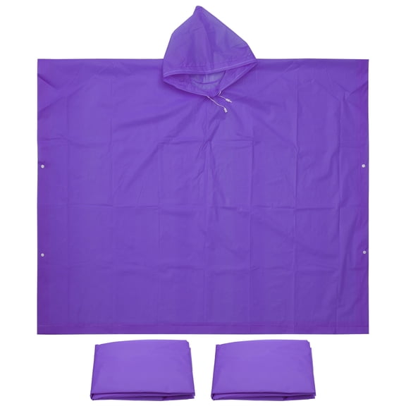Uxcell Rain Ponchos, 3 Pack Waterproof Raincoats with Hood, Reusable EVA Rain Jackets for Camping Outdoor, Purple