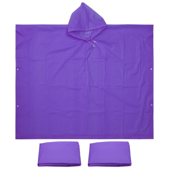 Uxcell Rain Ponchos, 3 Pack Waterproof Raincoats with Hood, Reusable EVA Rain Jackets for Camping Outdoor, Purple