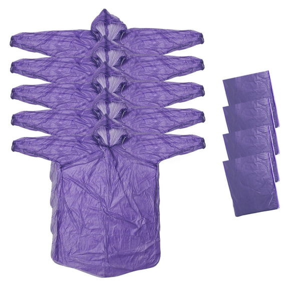 Uxcell Rain Ponchos, 4 Pack Disposable Rain Coat for Hiking Outdoor Activities, Purple