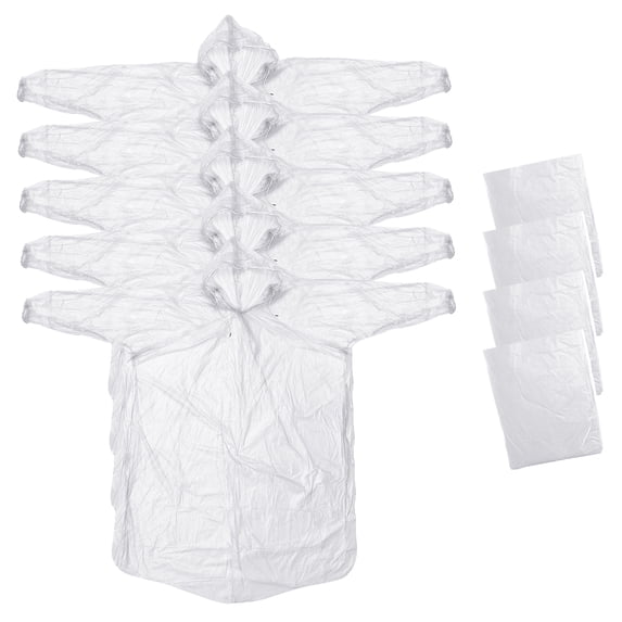 Uxcell Rain Ponchos, 4 Pack Disposable Rain Coat for Hiking Outdoor Activities, White