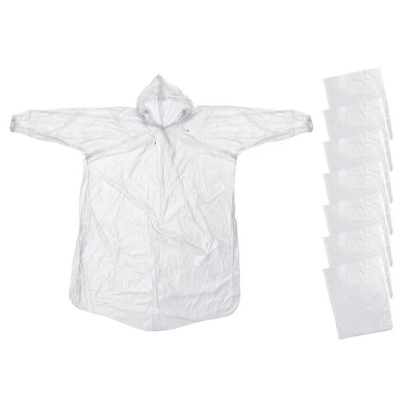 Uxcell Rain Ponchos, 7 Pack Unisex Disposable Rain Jacket with Hood for Water Protection, White