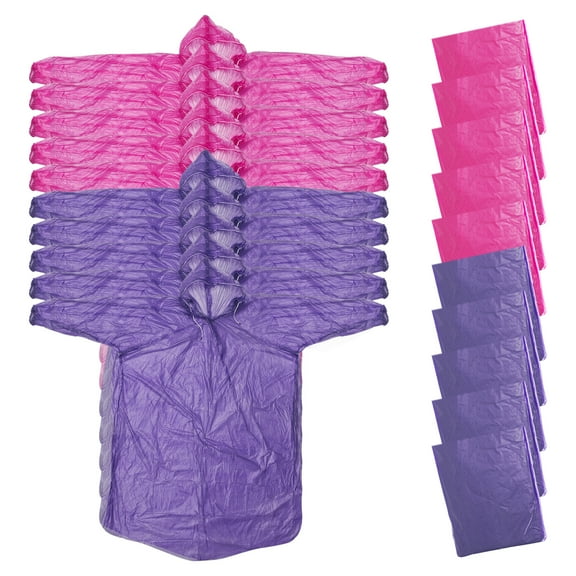 Uxcell Rain Ponchos for Adults, 10 Pack Rain Coat for Hiking Outdoor Activities, Pink, Purple