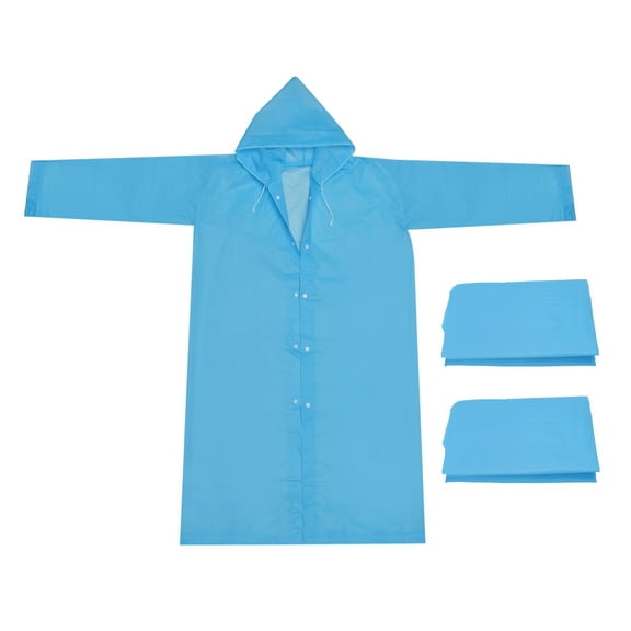 Uxcell Rain Ponchos for Adults, 2 Pack Reusable EVA Rain Coat Waterproof Rain Jacket, Blue