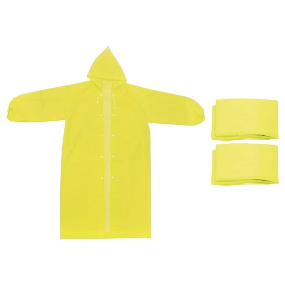 Uxcell Rain Ponchos for Adults, 2 Pack Reusable EVA Rain Coat for Hiking Outdoor, Yellow