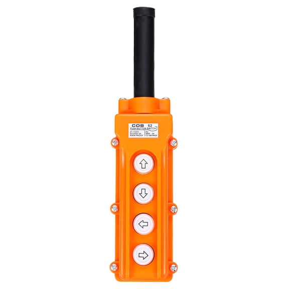 Uxcell Rain Proof Hoist Crane Push Button Switch, Up Down Left Right Switch Pendant Control Station Momentary COB-62, 4 Way Orange