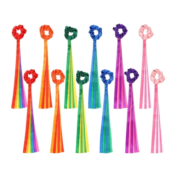 Uxcell Rainbow Dance Ribbons, Rhythm Wrist Streamers Hand Held 12 Pcs & Polyester & Rainbow Mix Set - Fitting for (Christmas/Valentines/Dancing/Gymnastics/Birthday/Party)