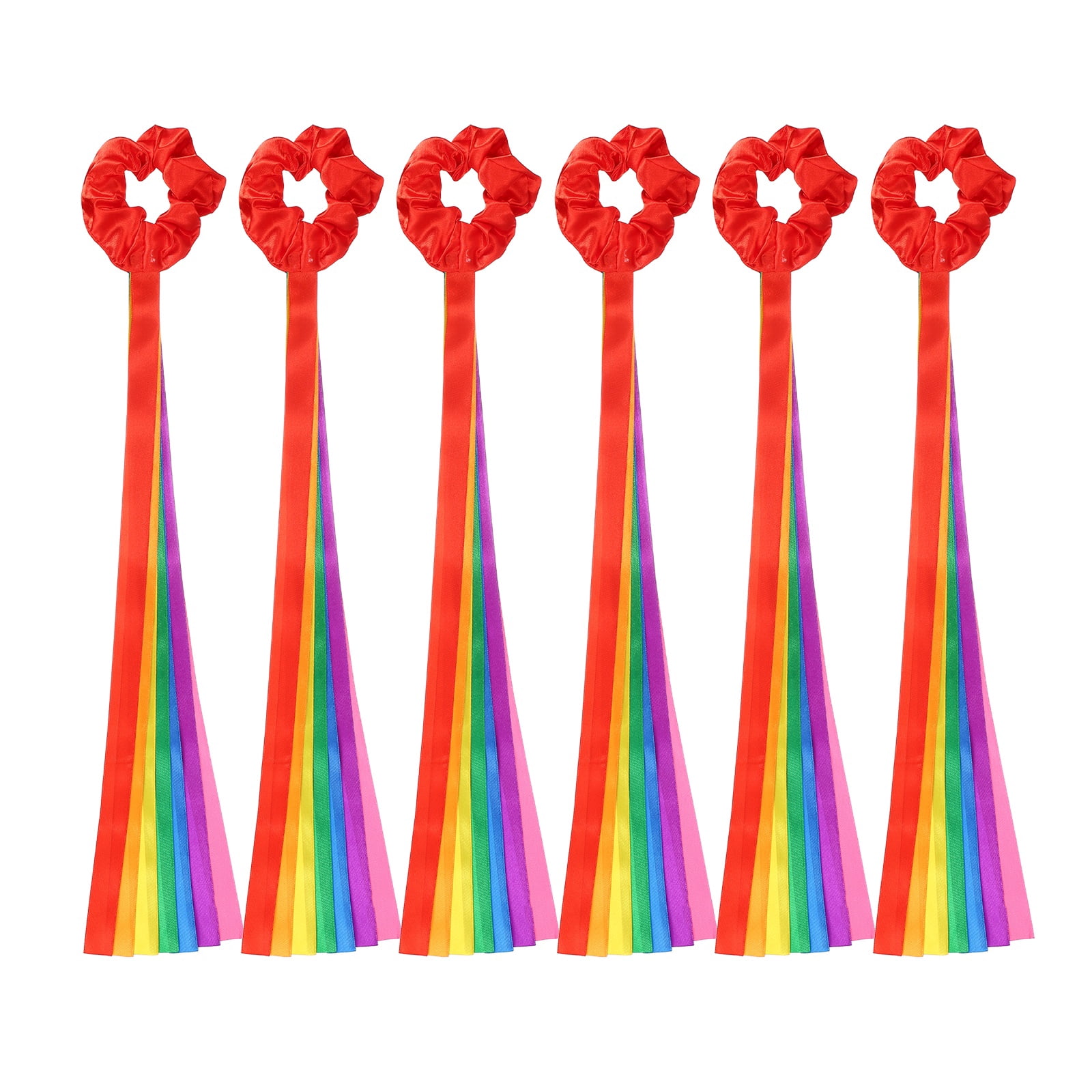 Handheld Ribbons Uxcell Rainbow Dance Ribbons, Rhythm Wrist Streamers Hand Held 6 Pcs ...