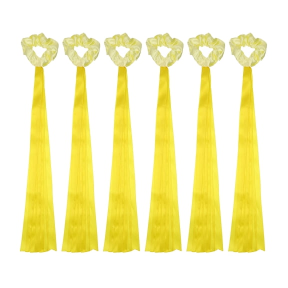 Uxcell Rainbow Dance Ribbons, Rhythm Wrist Streamers Hand Held 6 Pcs & Polyester & Yellow - Fitting for (Christmas/Valentines/Dancing/Gymnastics/Birthday/Party)