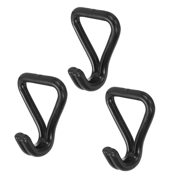 Uxcell Ratchet Double J Strap Hook Load 11000lbs, 3Pcs Heavy Duty Tie Down Strap J-Hook Cargo Hook for 2 Inch Tie Down Strap Webbing on Car Truck Trailer, Black (ID: 47.5 mm / 1.87")