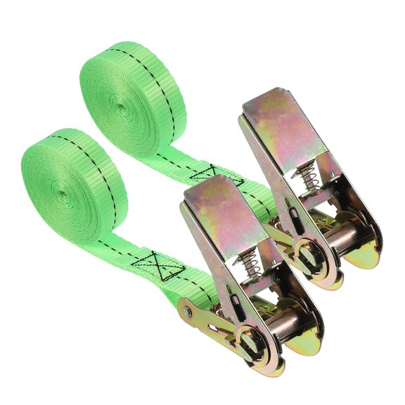 Uxcell Ratchet Tie Down Straps Ratcheting Securing Strap Track Spring Fittings for Motorcycles Trailer Kayak Cargo Green 1" x 6.5'