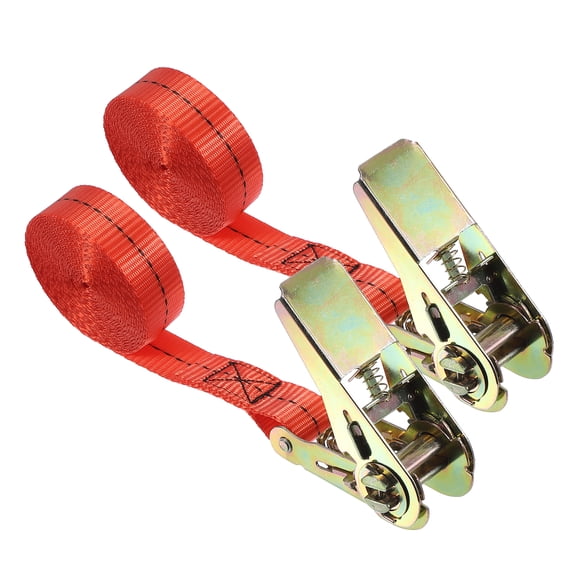 Uxcell Ratchet Tie Down Straps Ratcheting Securing Strap Track Spring Fittings for Motorcycles Trailer Kayak Cargo Red 1" x 6.5'