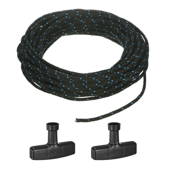 Uxcell Recoil Starter Rope Pull Cord 2.5mm 10m Nylon Pull Cord with Handles Black Blue,Black