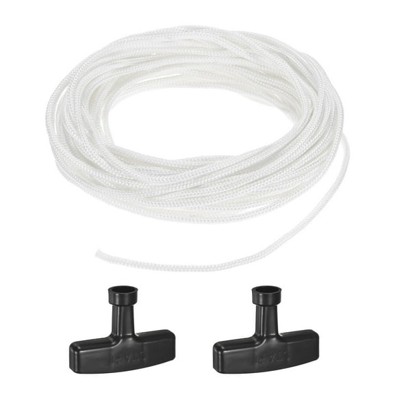 Uxcell Recoil Starter Rope Pull Cord 3mm 10m Nylon Pull Cord with Handles for Chainsaw White,Black