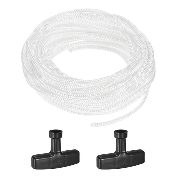 Uxcell Recoil Starter Rope Pull Cord 4mm 10m Nylon Pull Cord with Handles for Chainsaw White,Black