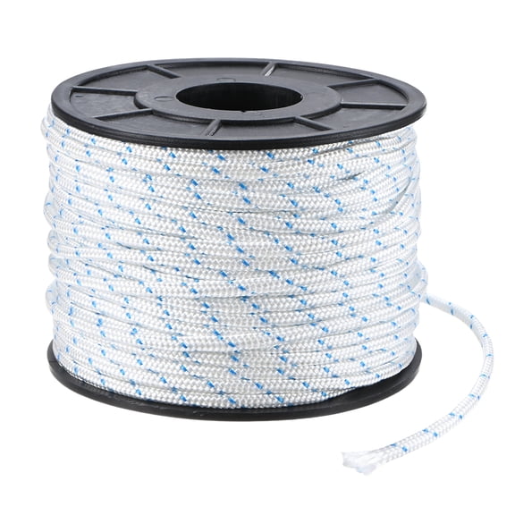 Uxcell Recoil Starter Rope Pull Cord 4mm 50m Nylon Pull Cord for Chain Saw White Blue