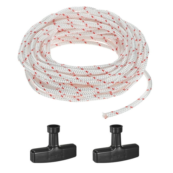 Uxcell Recoil Starter Rope Pull Cord 5.5mm 10m Nylon Pull Cord with Handles White Red,Black