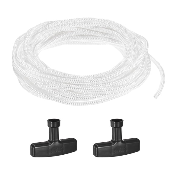 Uxcell Recoil Starter Rope Pull Cord 6mm 10m Nylon Pull Cord with Handles for Chainsaw White,Black